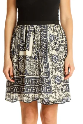 Beige Paisley Bohemian A-Line Skirt