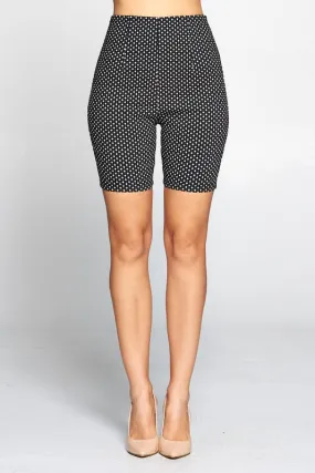 Black & White Diamond Print Stretch Knit Mid-Length Shorts - Size S