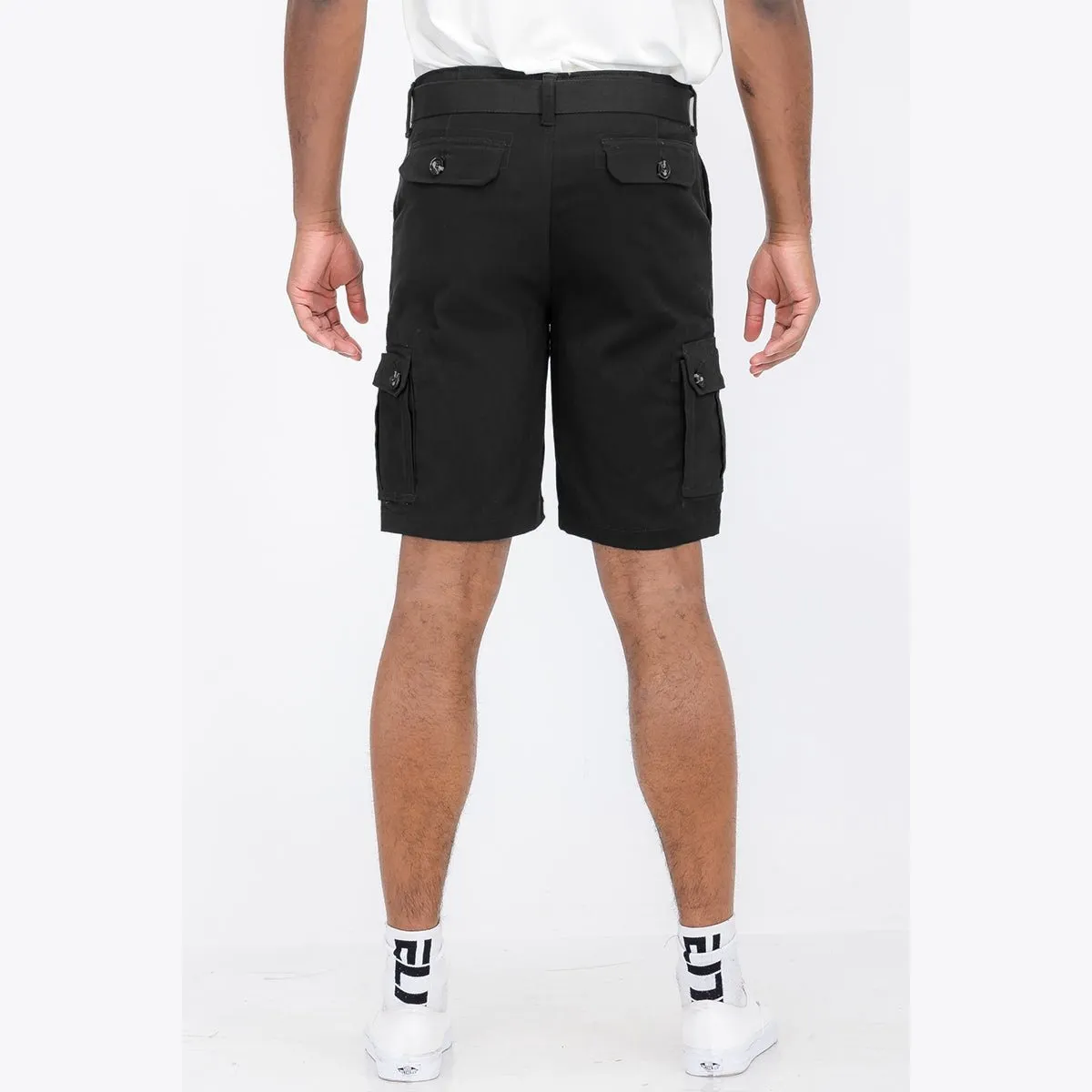 Black Belted Cargo Shorts