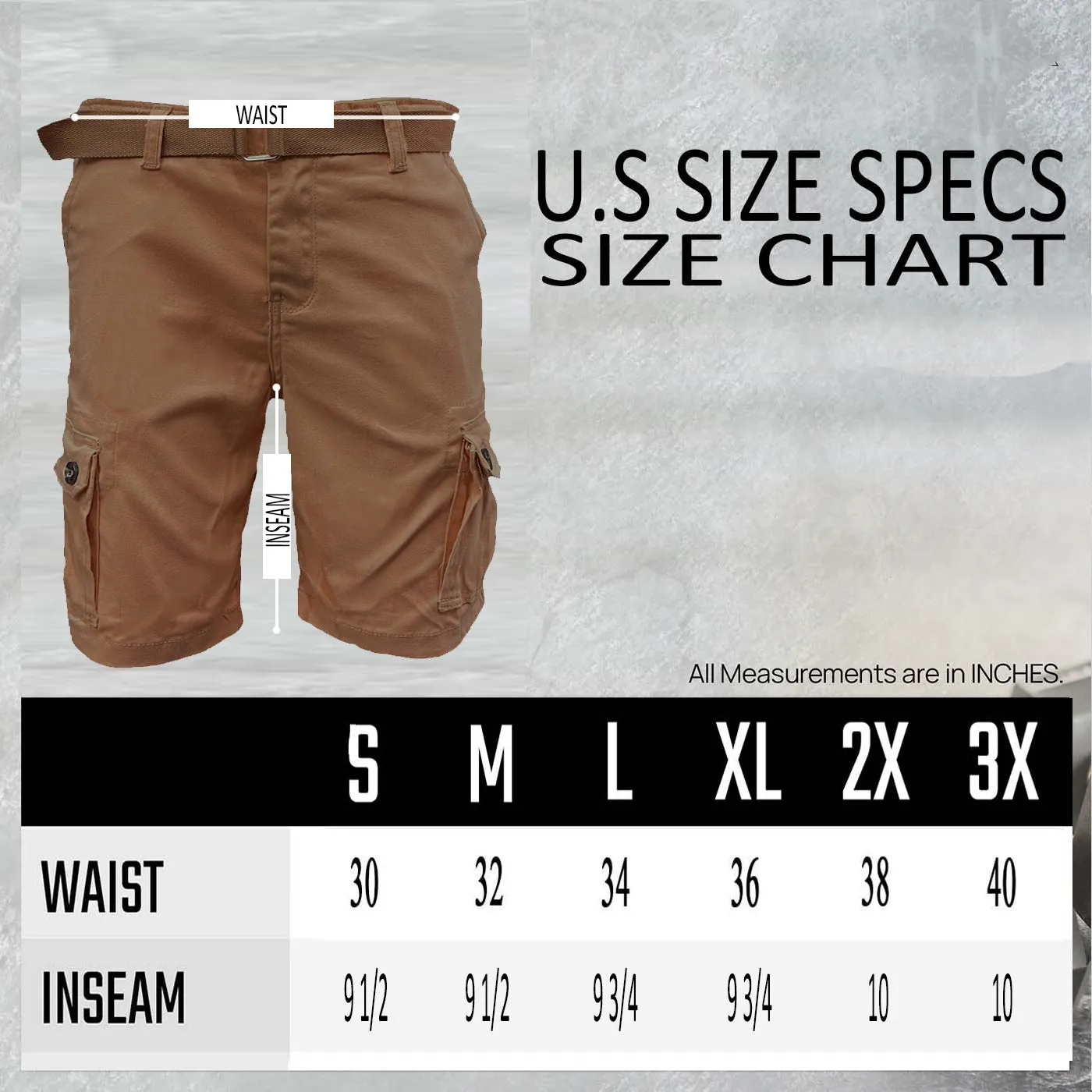 Black Belted Cargo Shorts