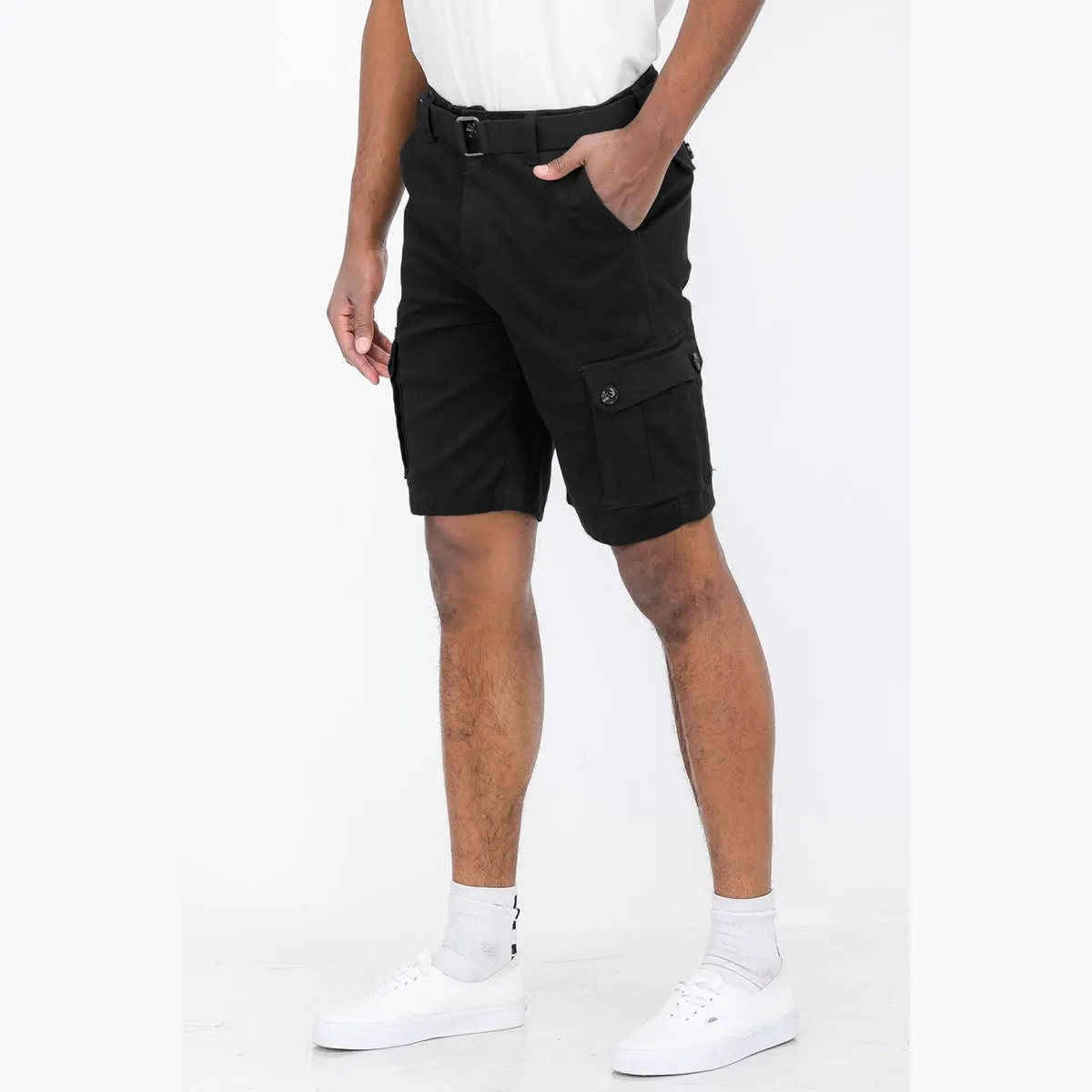 Black Belted Cargo Shorts