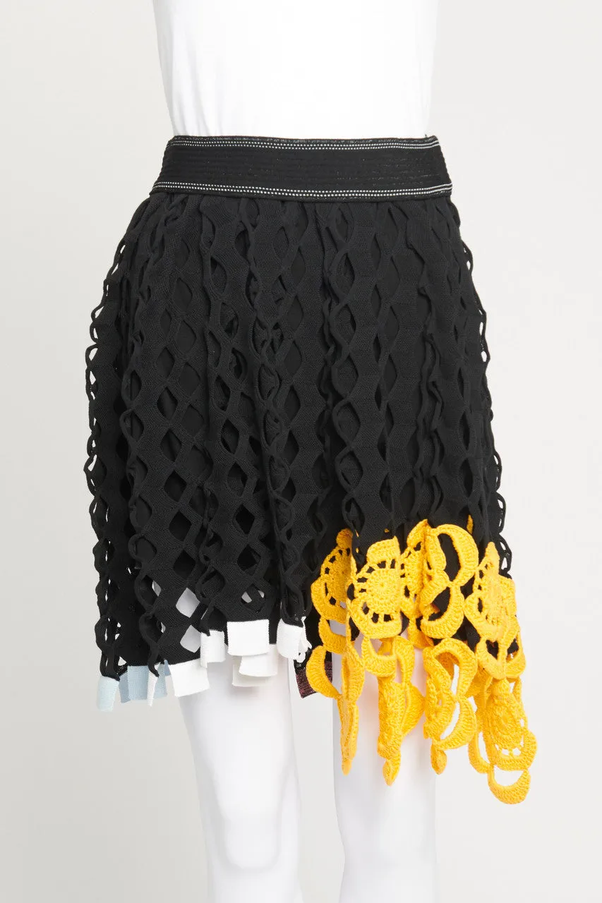 Black Crochet Detail Knitted Preowned Skirt