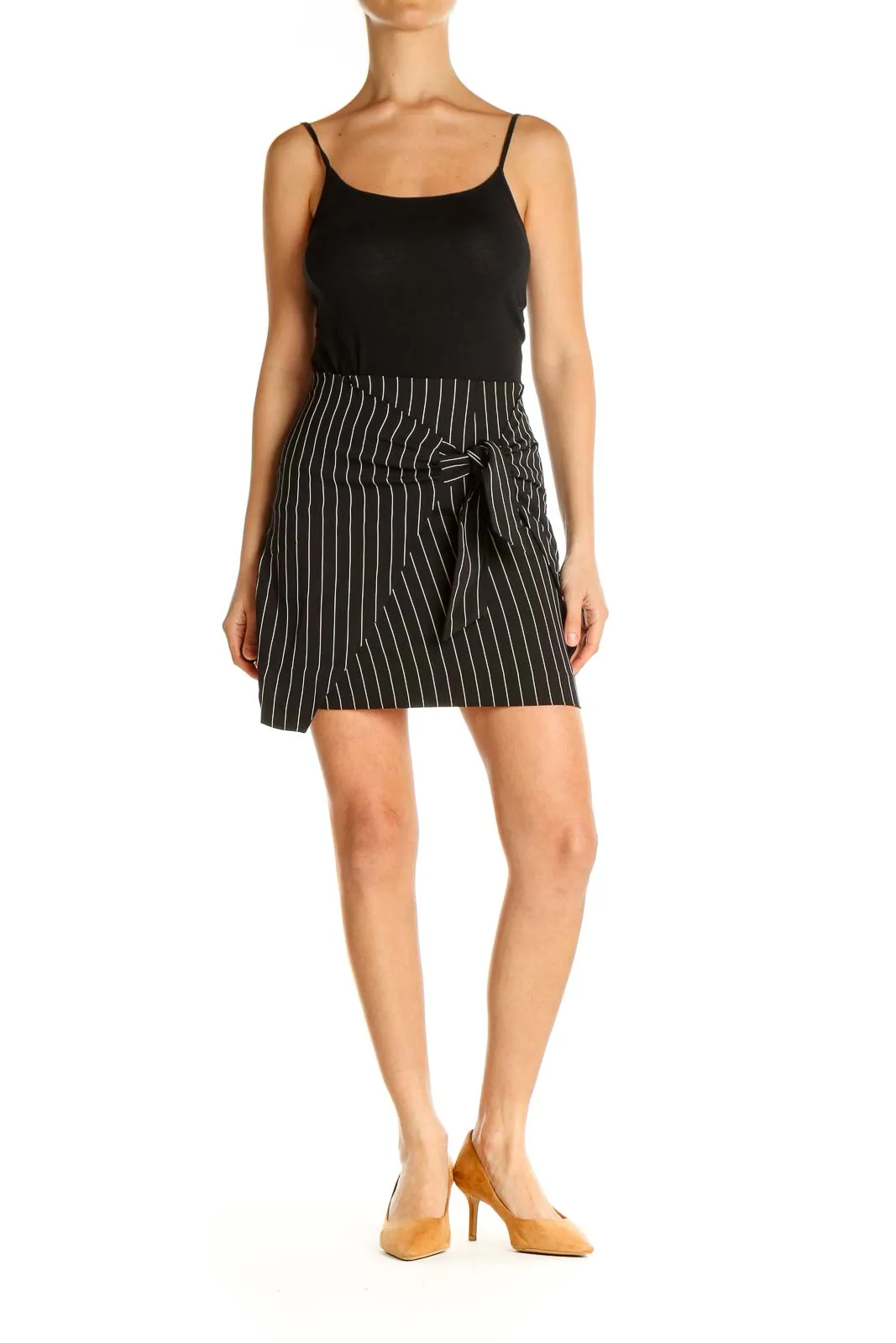 Black Striped Chic A-Line Skirt