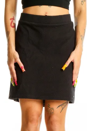 Black Textured A-Line Mini Skirt