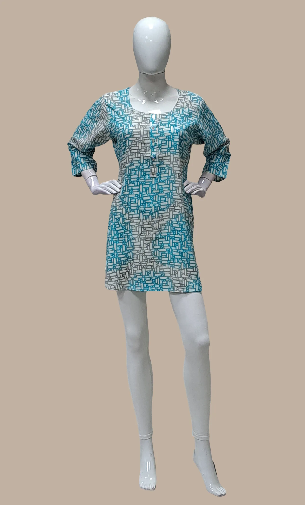 Blue Printed Kurti Top