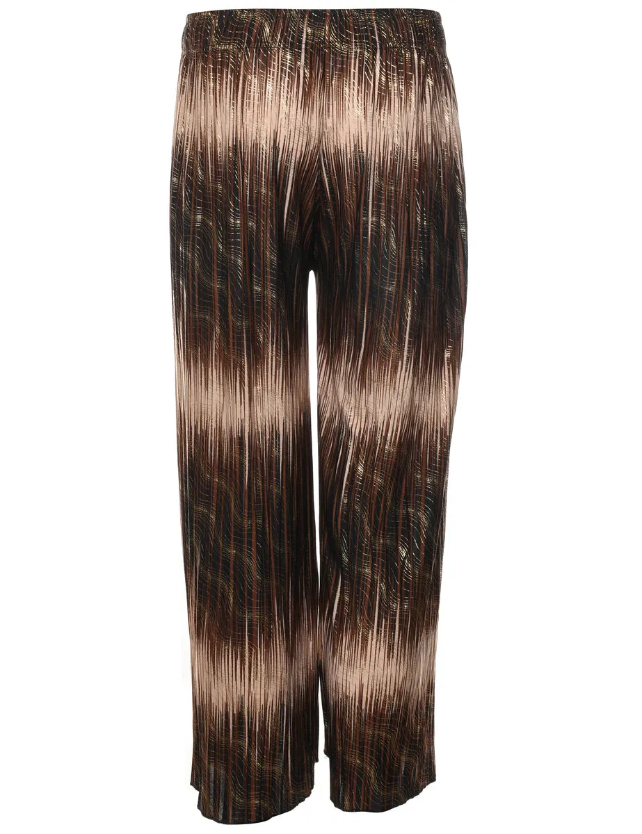 Brown Patterned Abstract Casual Sparkly Trousers - W26 L26