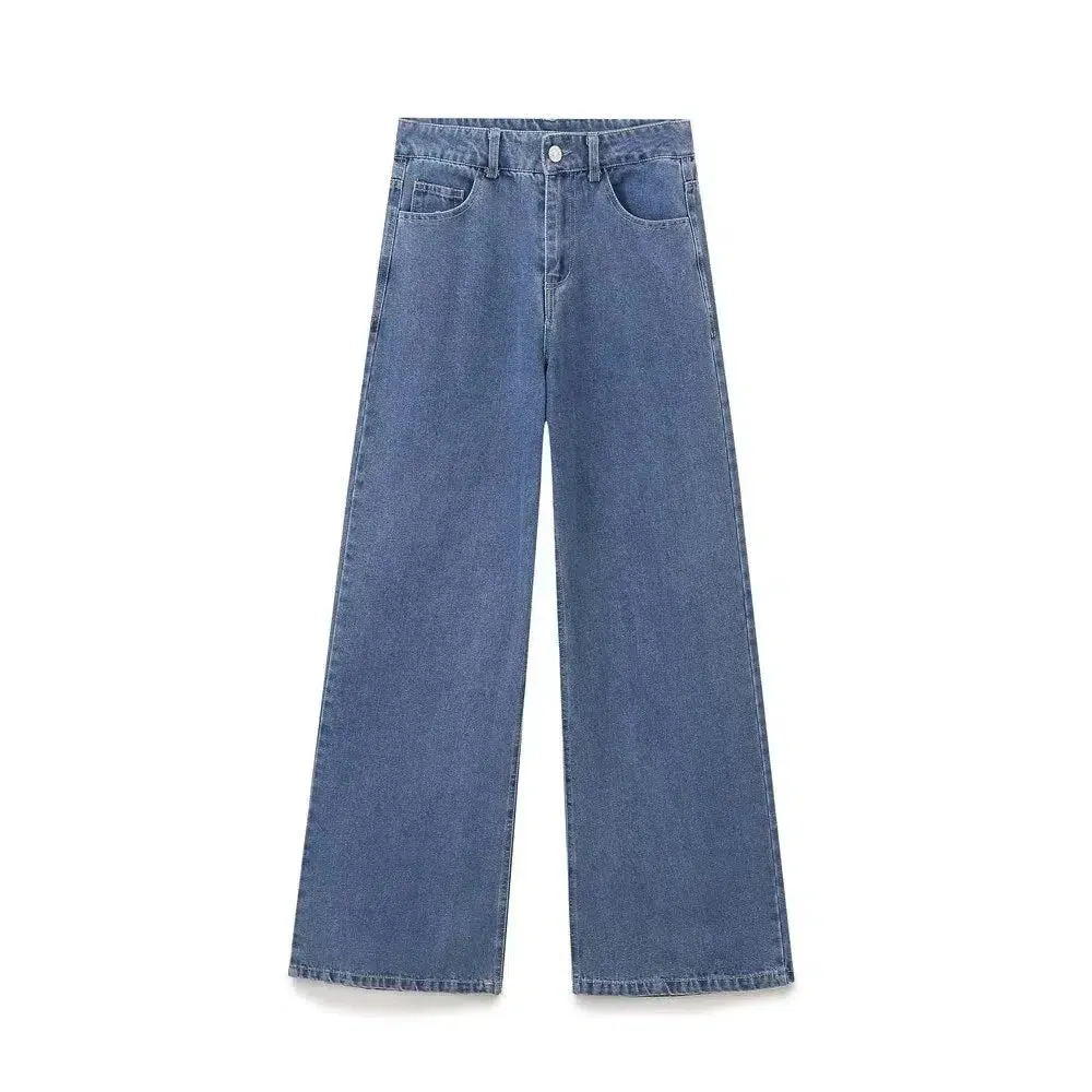 Casual Wide Leg Denim Pants