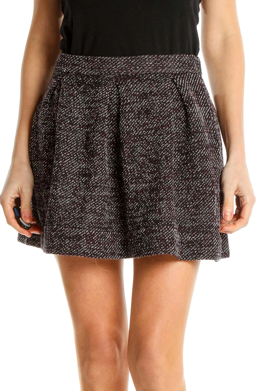 Charcoal Tweed Mini Skirt