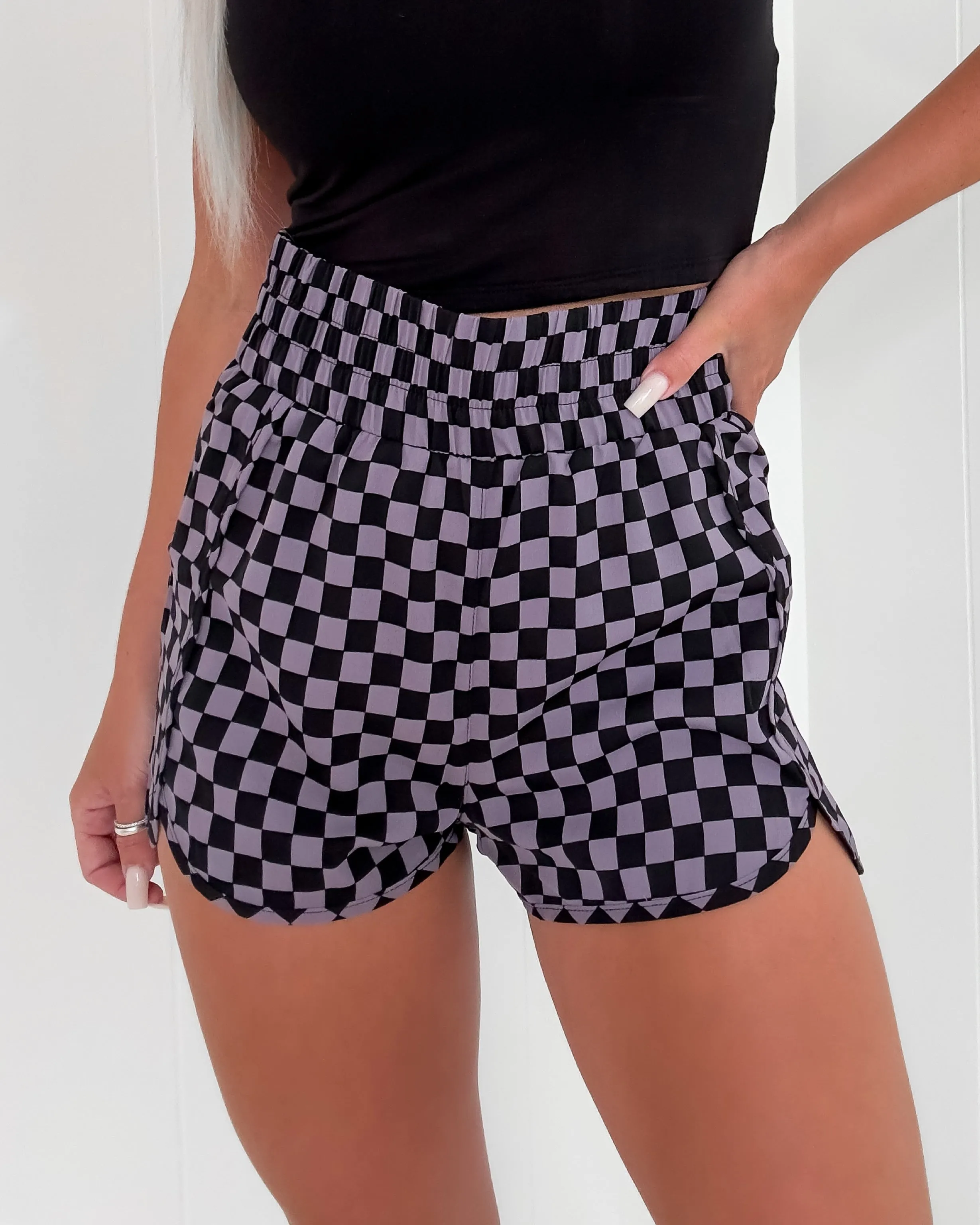 Checkered High Waisted Athletic Shorts