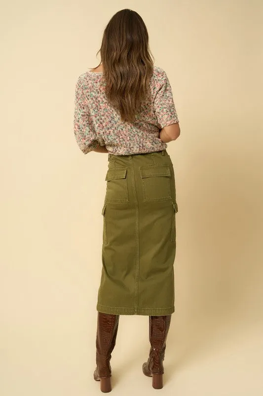 COLOR CARGO MIDI SKIRT