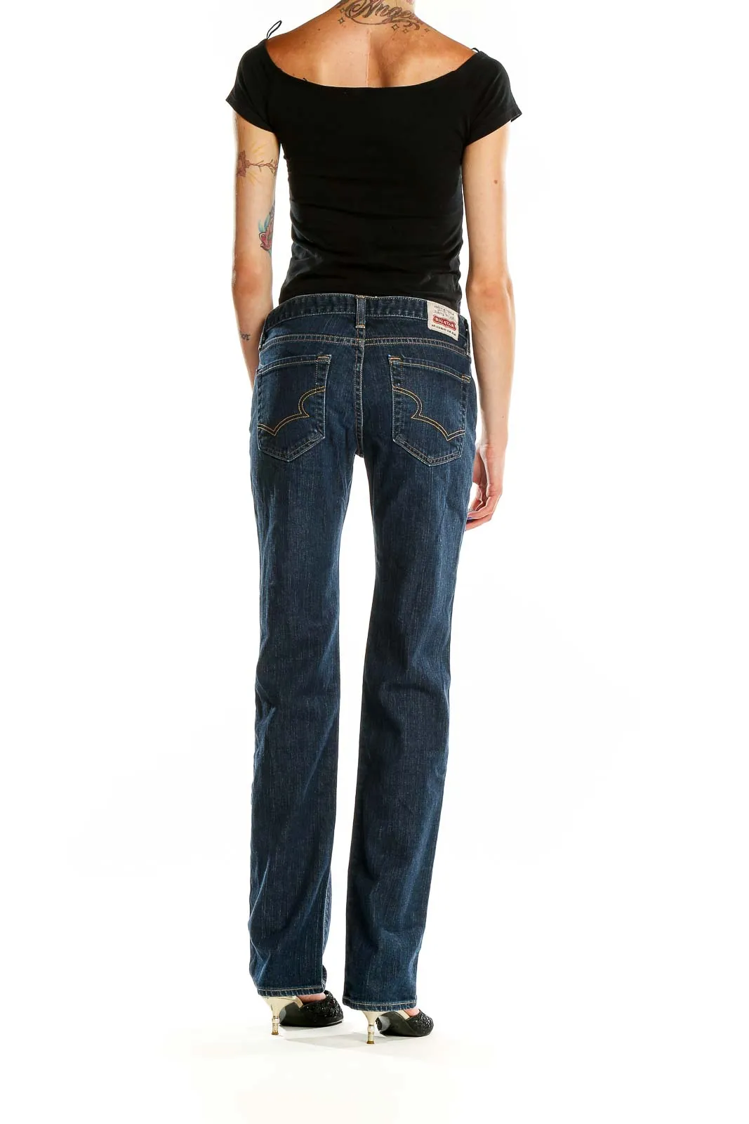 Dark Blue Classic Straight Leg Jeans