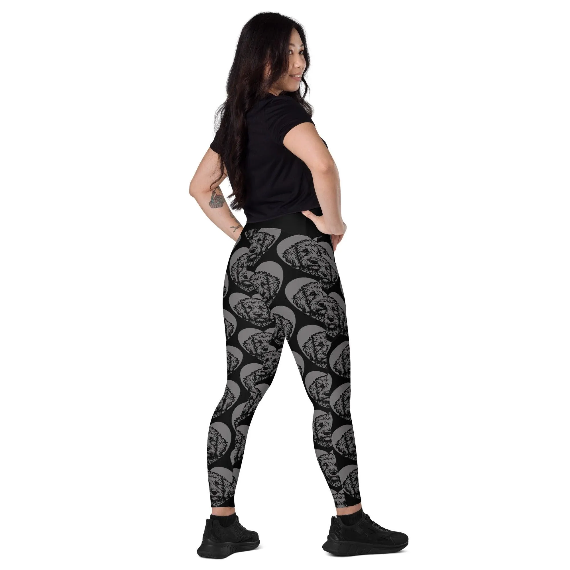 DOG BREED LEGGINGS with pockets - GOLDEN DOODLE - HERTTAHOUND - grey