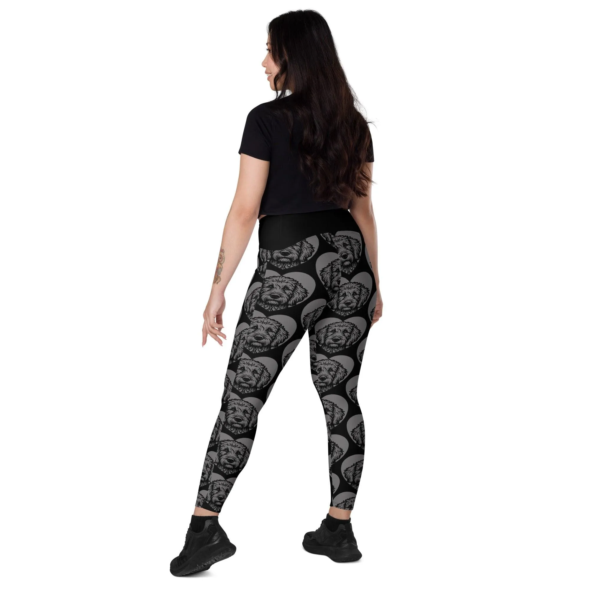 DOG BREED LEGGINGS with pockets - GOLDEN DOODLE - HERTTAHOUND - grey