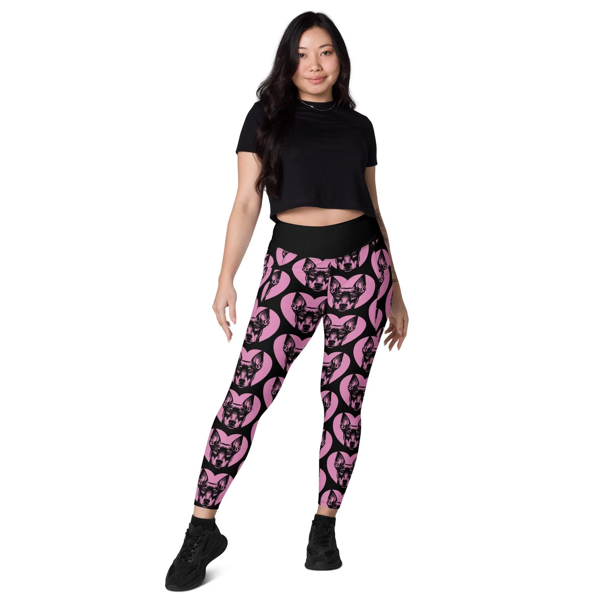 DOG BREED LEGGINGS with pockets - MANCHESTER TERRIER - HERTTAHOUND - pink