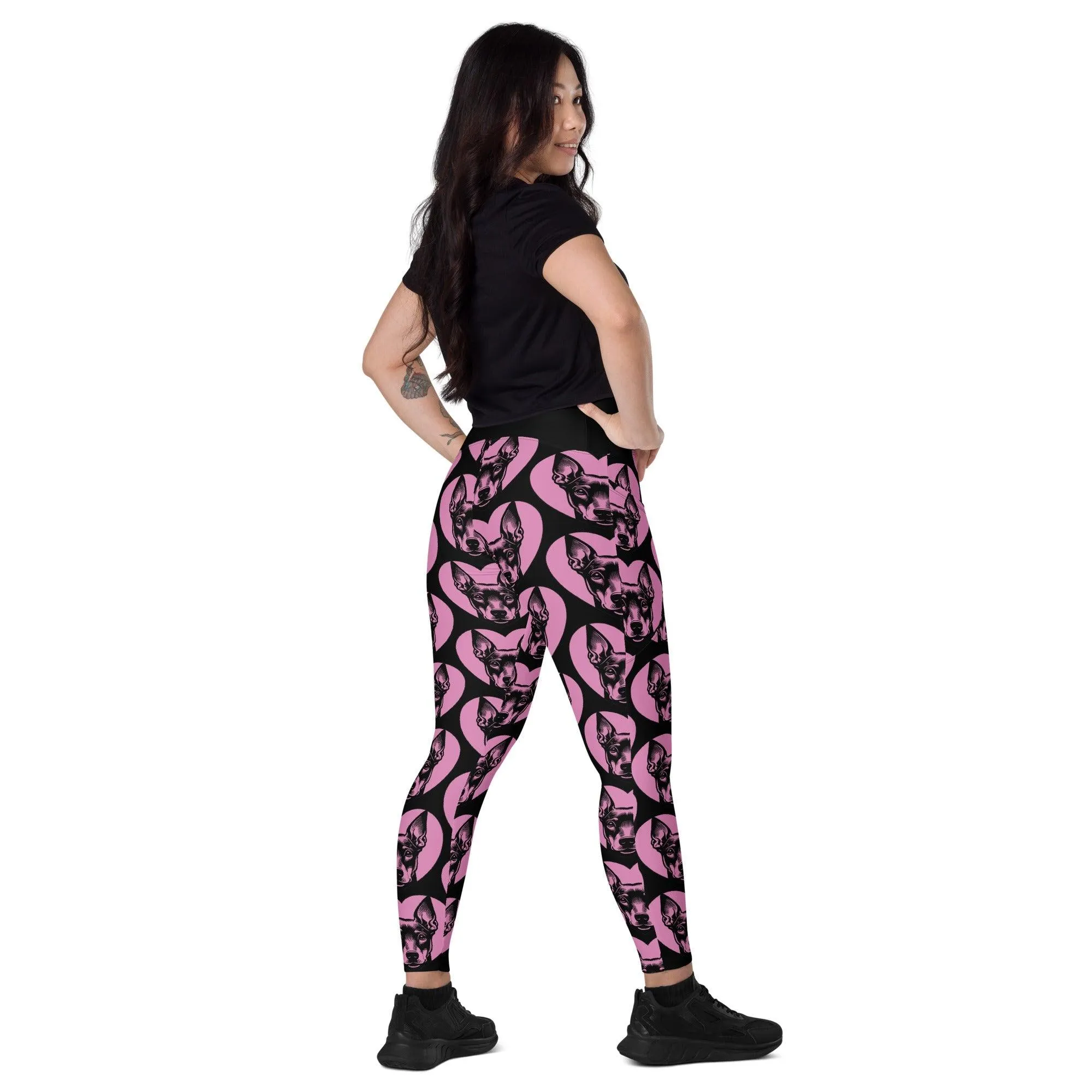 DOG BREED LEGGINGS with pockets - MANCHESTER TERRIER - HERTTAHOUND - pink