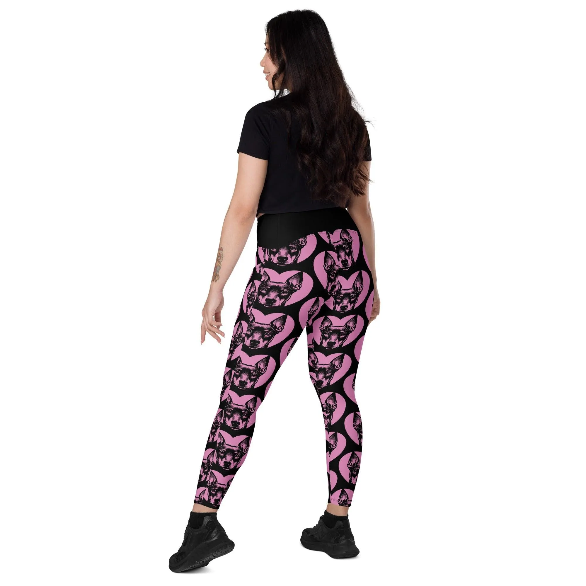 DOG BREED LEGGINGS with pockets - MANCHESTER TERRIER - HERTTAHOUND - pink