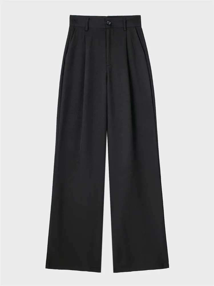 European Chic Pleated High-Waist Trousers