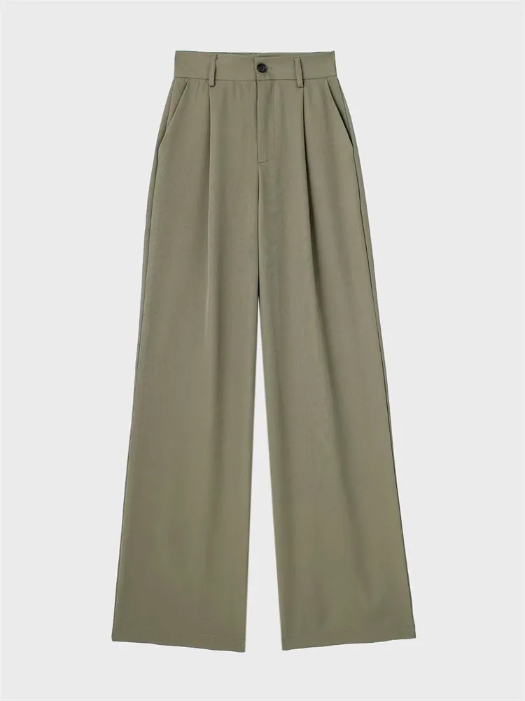 European Chic Pleated High-Waist Trousers