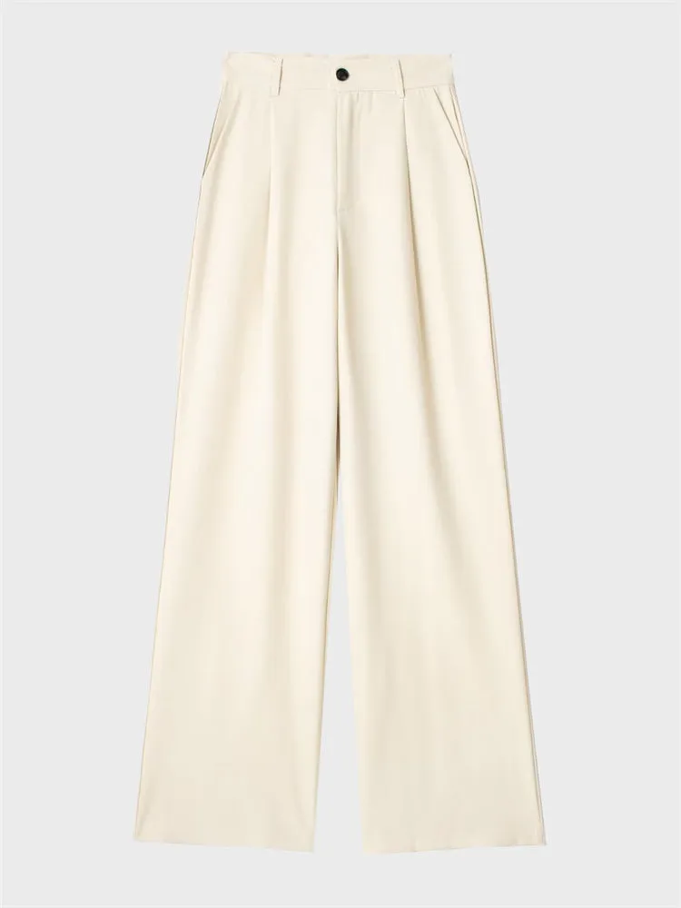 European Chic Pleated High-Waist Trousers