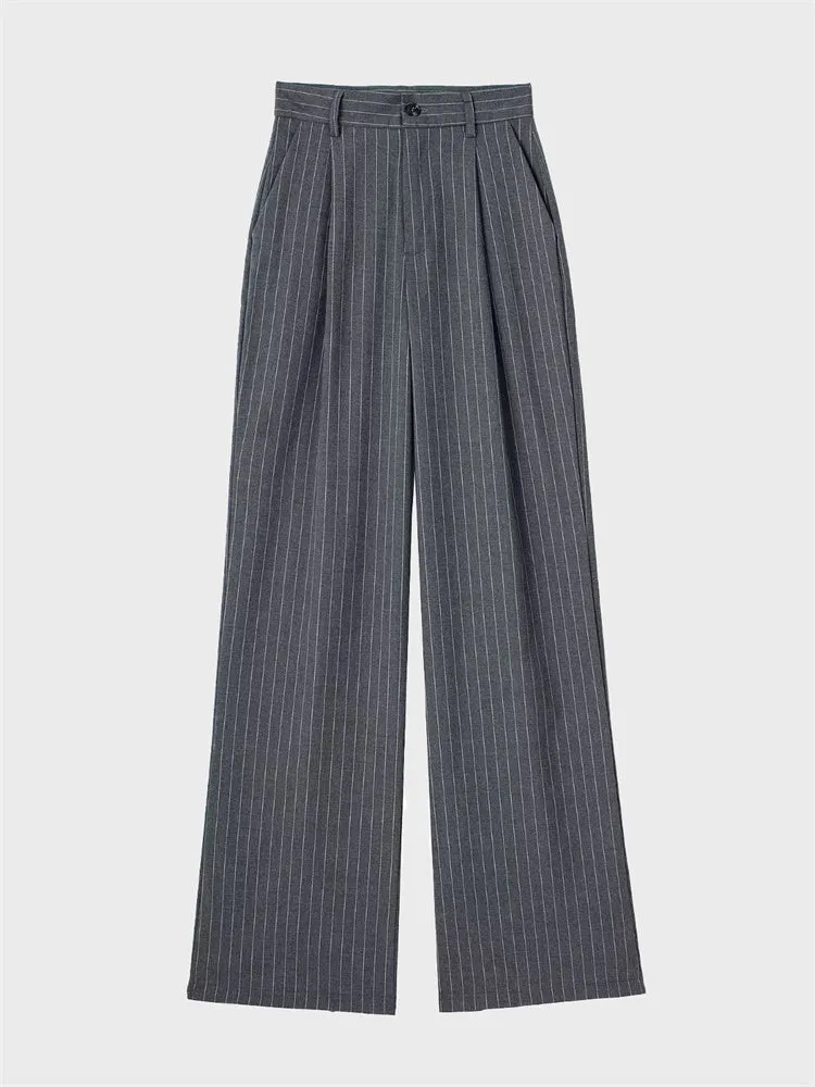 European Chic Pleated High-Waist Trousers