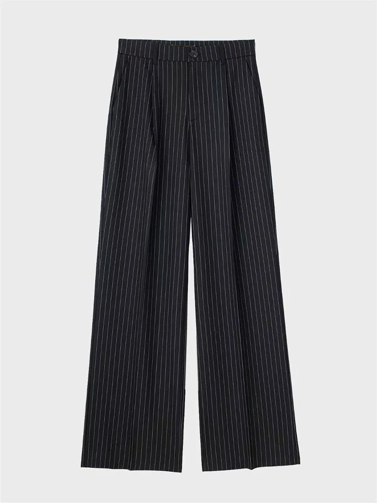 European Chic Pleated High-Waist Trousers