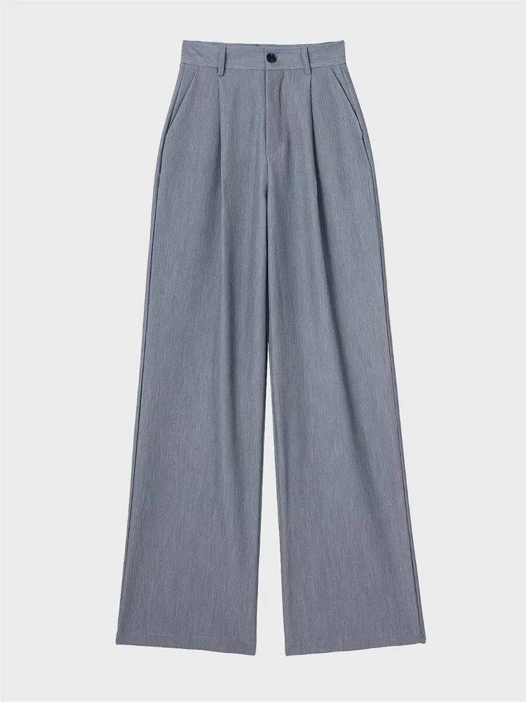 European Chic Pleated High-Waist Trousers