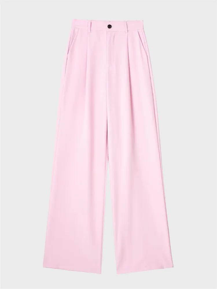 European Chic Pleated High-Waist Trousers