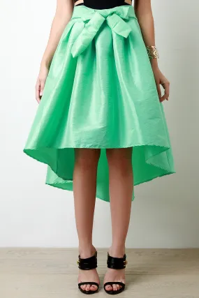 Front Bow Tie High Low Taffeta Skirt