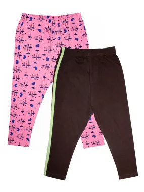 Girls Capri Legging with Tape pattern- Pack Of 2