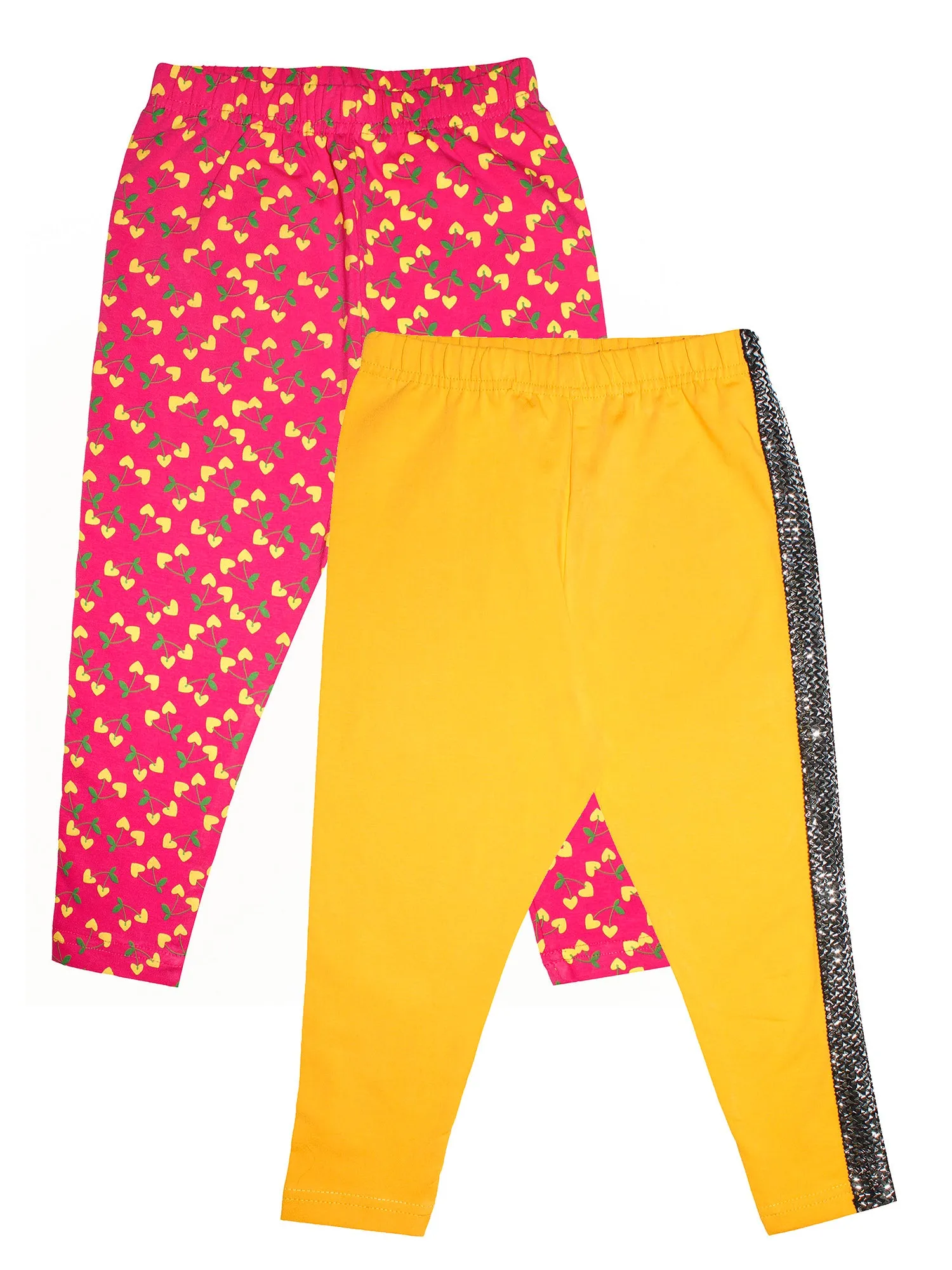 Girls Capri Legging with Tape pattern- Pack Of 2