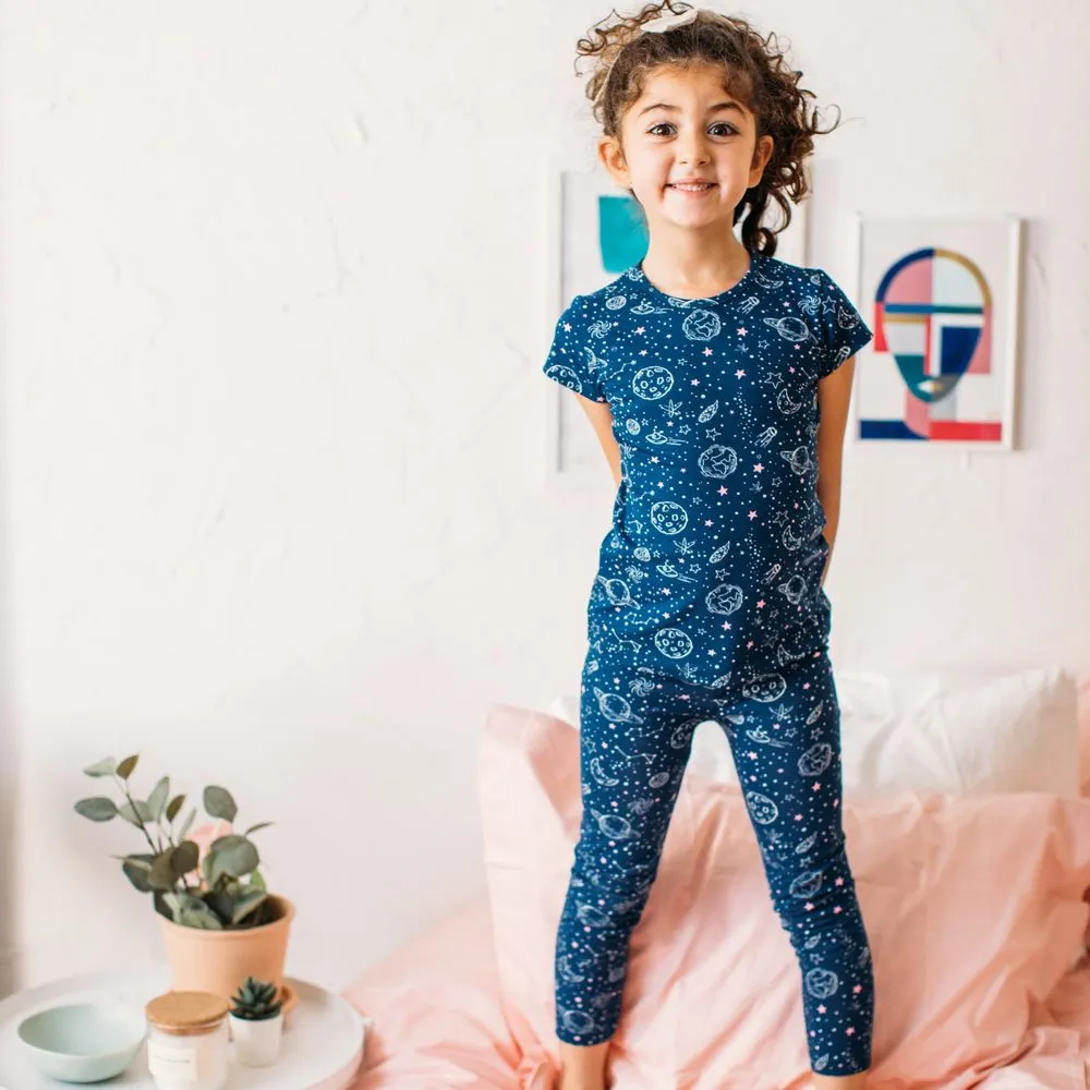 Girls summer pajama set Space t-shirt   leggings