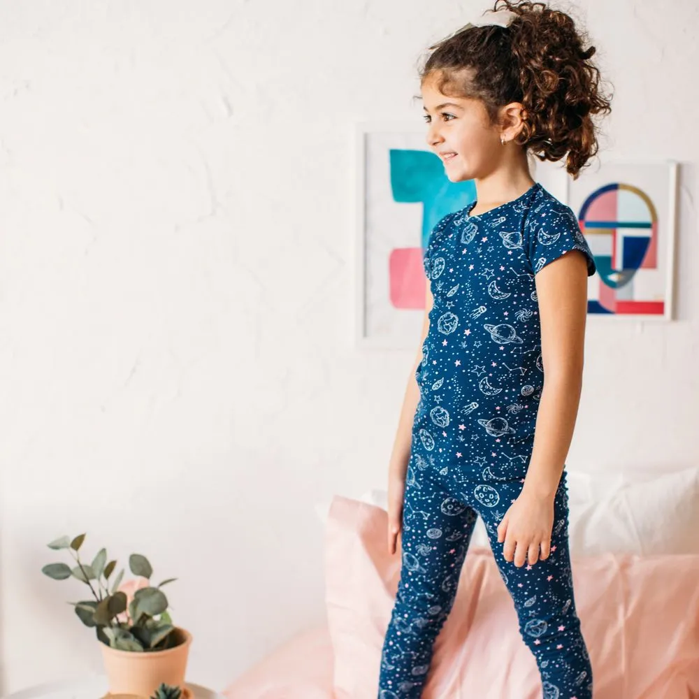 Girls summer pajama set Space t-shirt   leggings