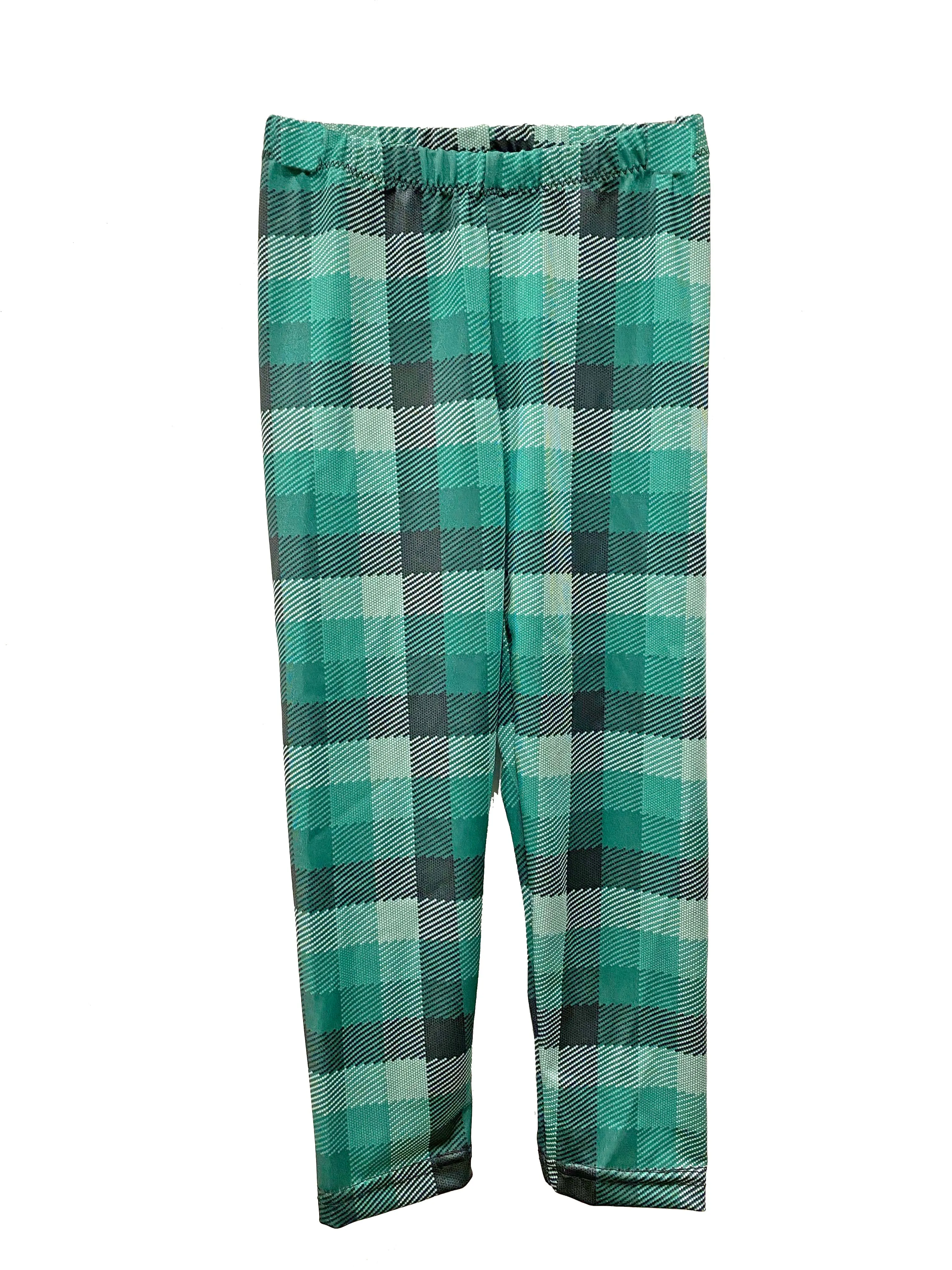 Green Plaid Kids Leggings (size 4)