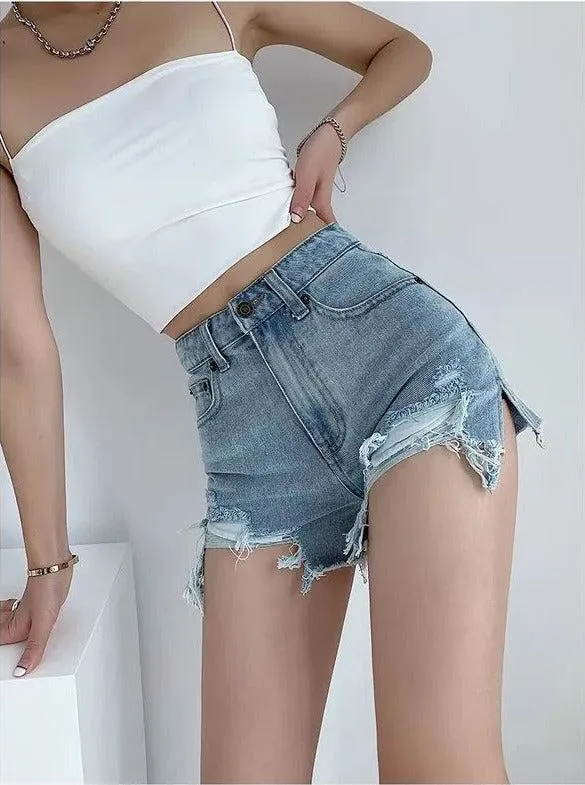 High Waist Extra Distressed Jean Shorts