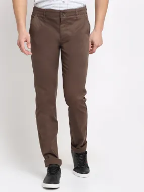 Men's Casual Flat front Brown  Trousers