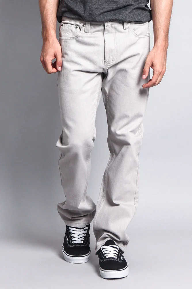 Men's Straight Fit Colored Denim Jeans (Light Grey)