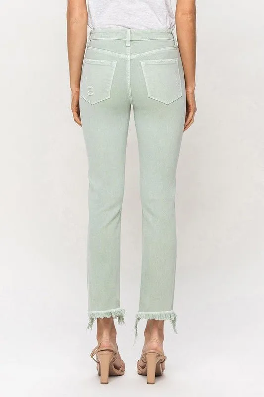 Mid Rise Crop Straight Jeans