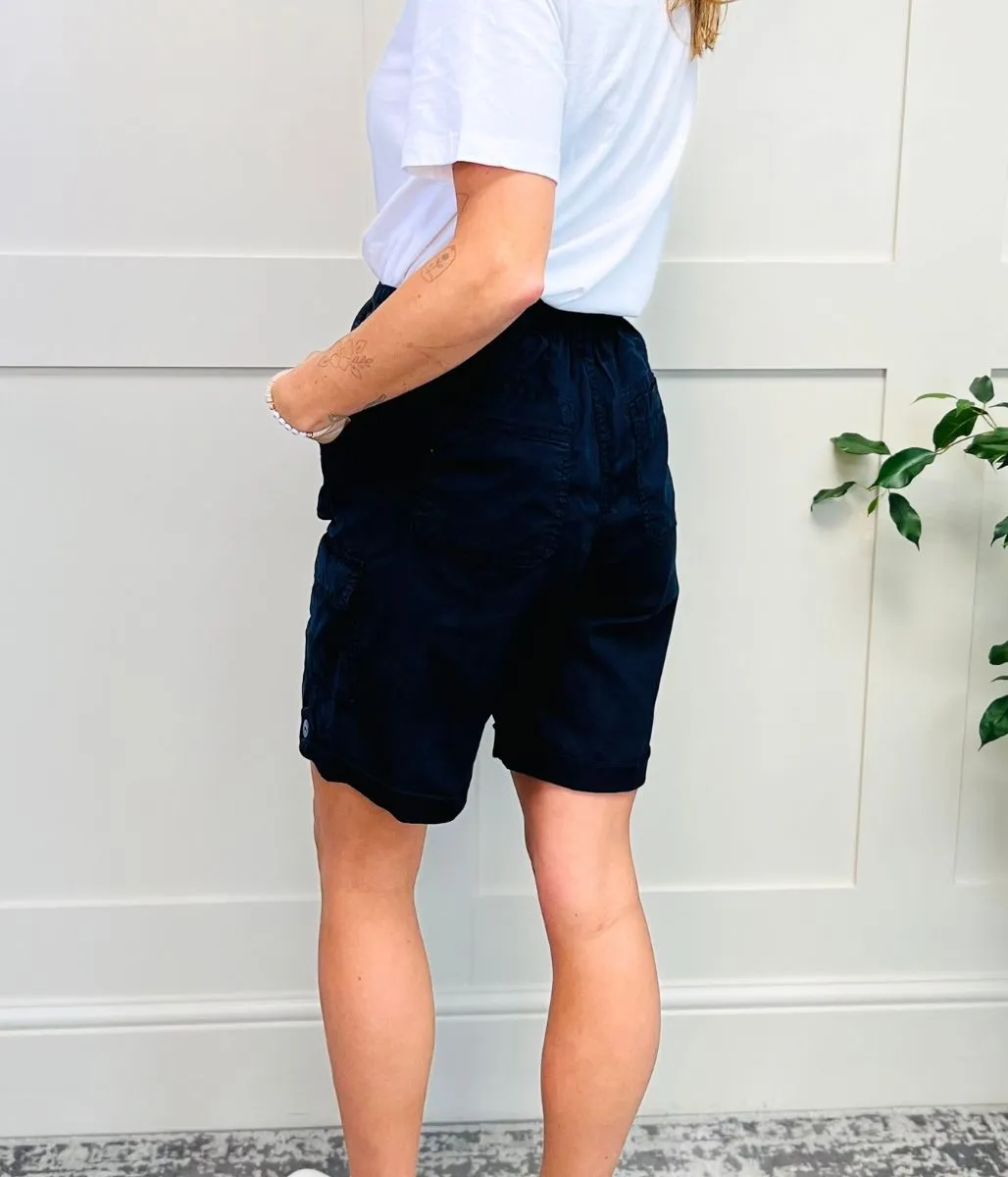 Navy Long Cargo Shorts