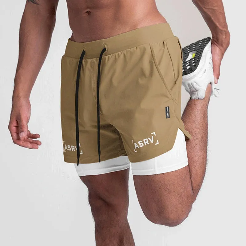 New Double Deck Running Shorts Fitness Workout Bermuda Quick Dry Short Pants Bottoms |  K-55