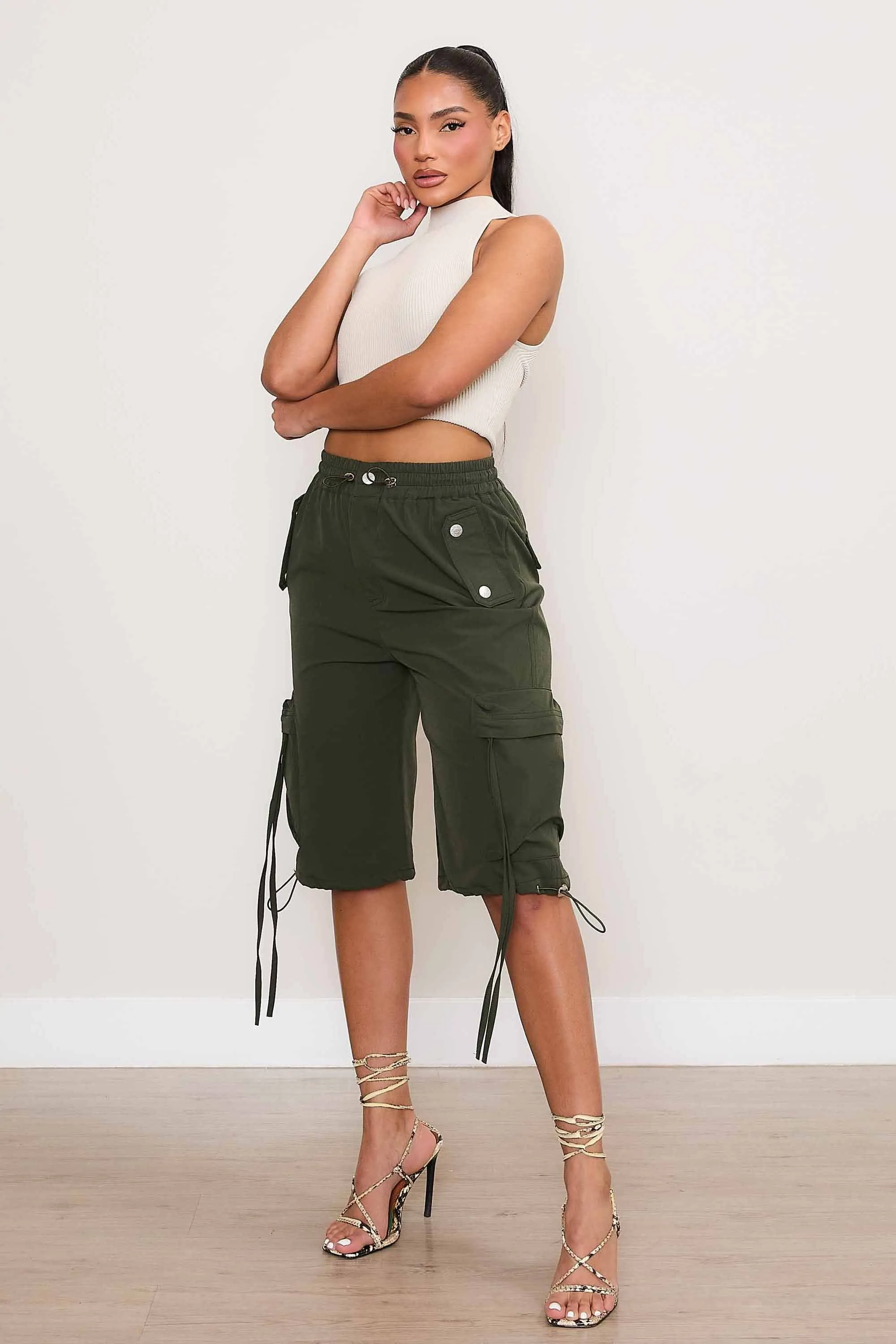 Nylon Cargo Bermuda Shorts