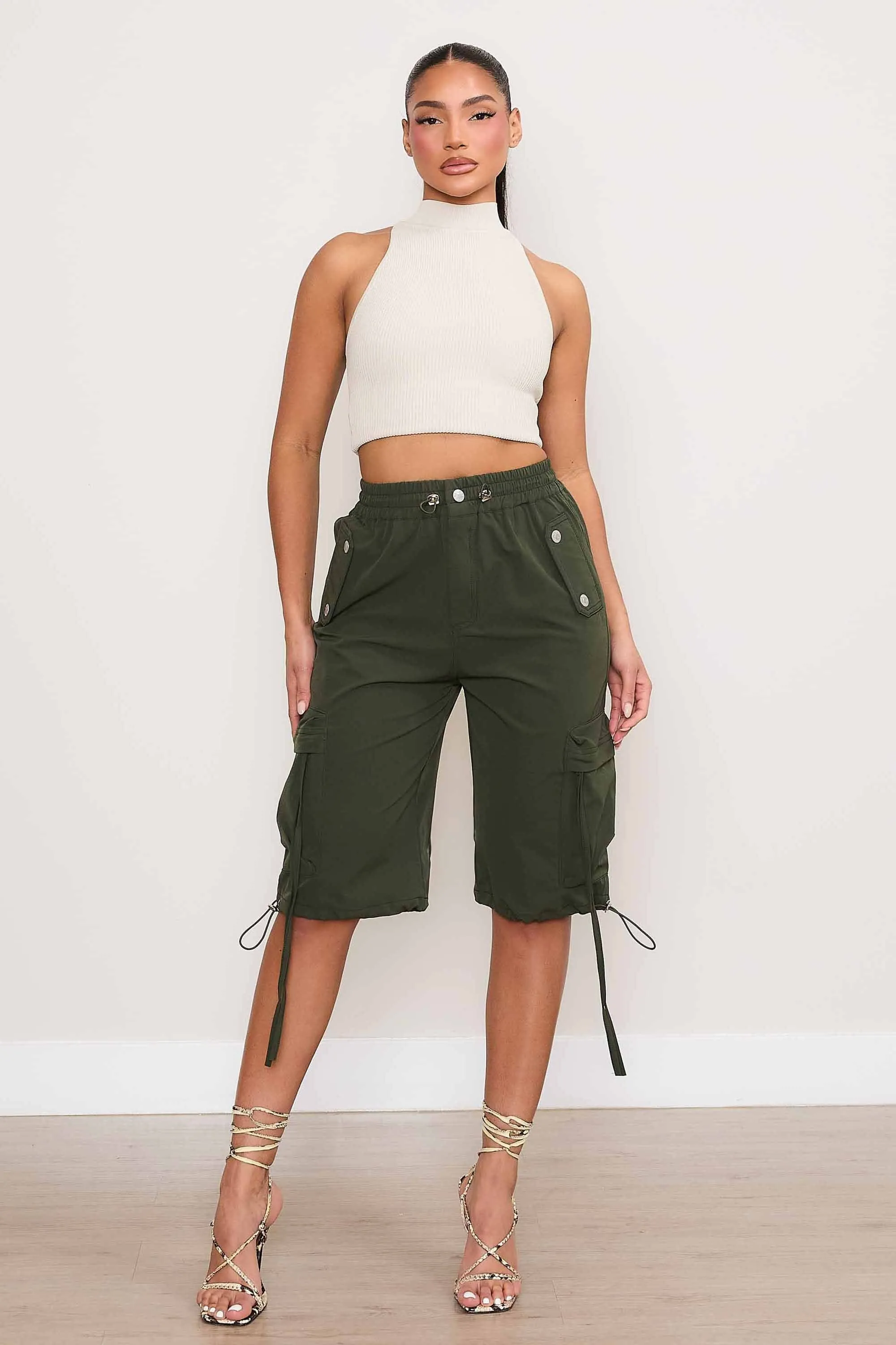 Nylon Cargo Bermuda Shorts