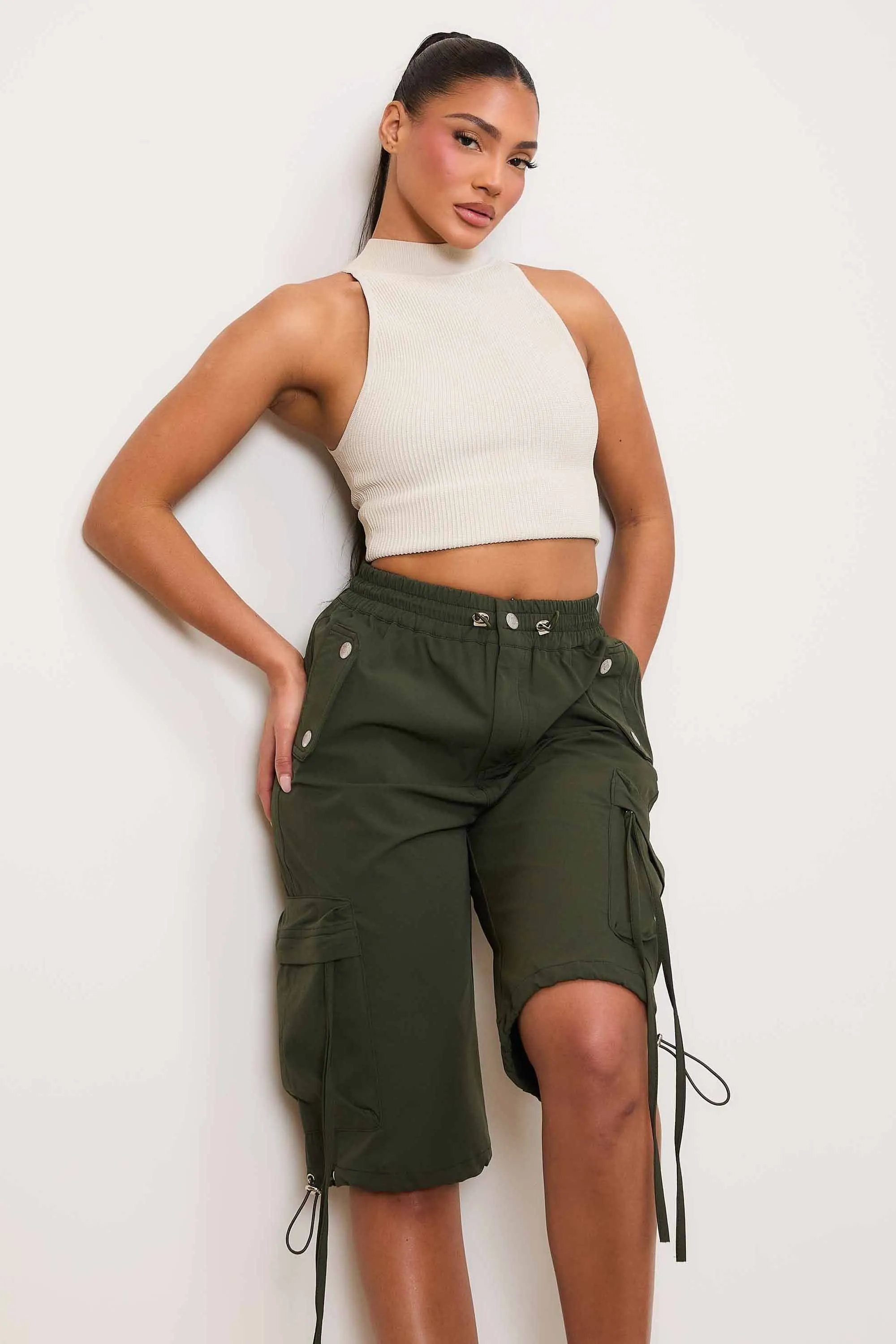 Nylon Cargo Bermuda Shorts