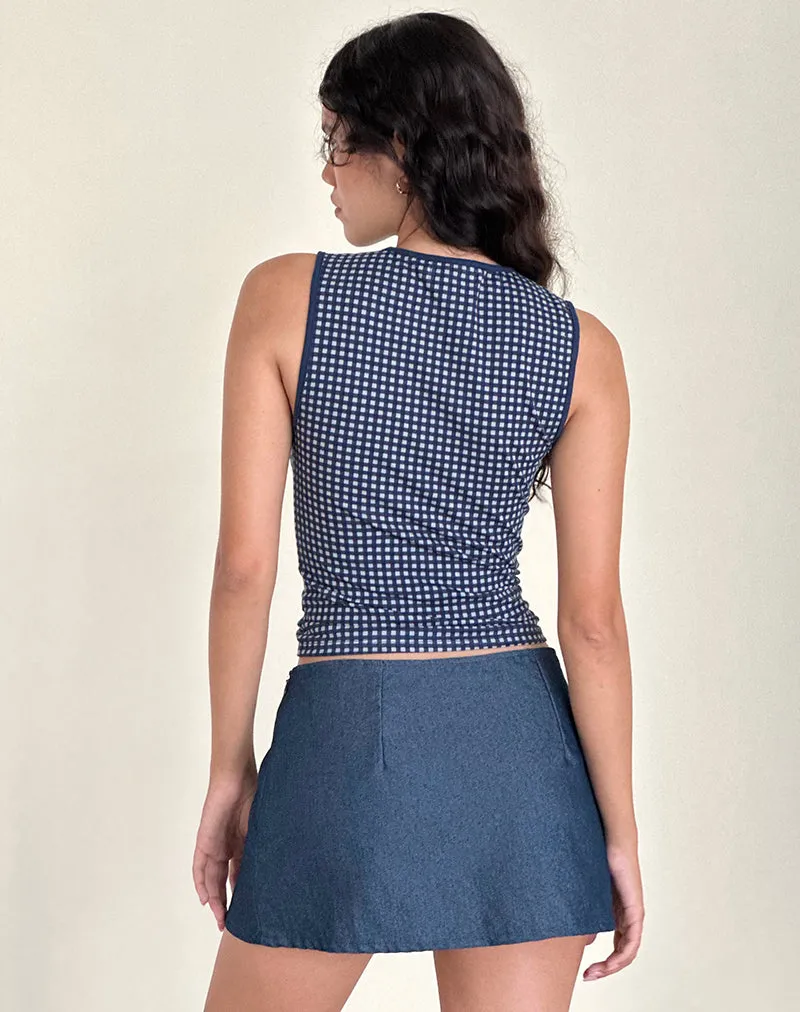 Olsa Denim Mini Skirt in Chambray Indigo