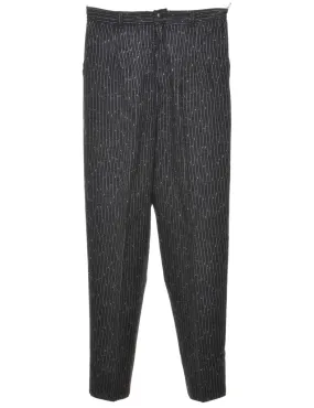 Pinstriped Glittery Black Trousers - W28 L30