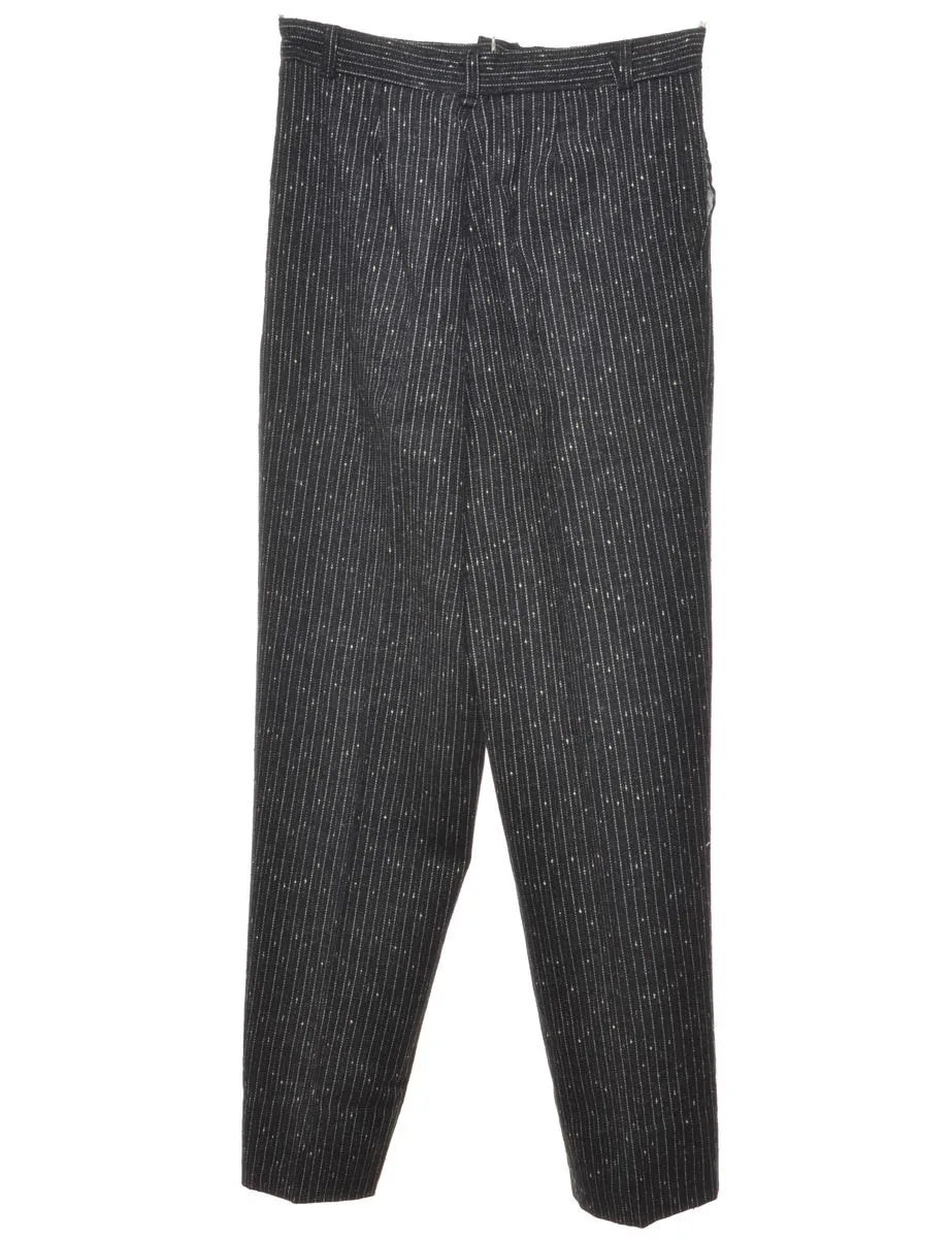 Pinstriped Glittery Black Trousers - W28 L30