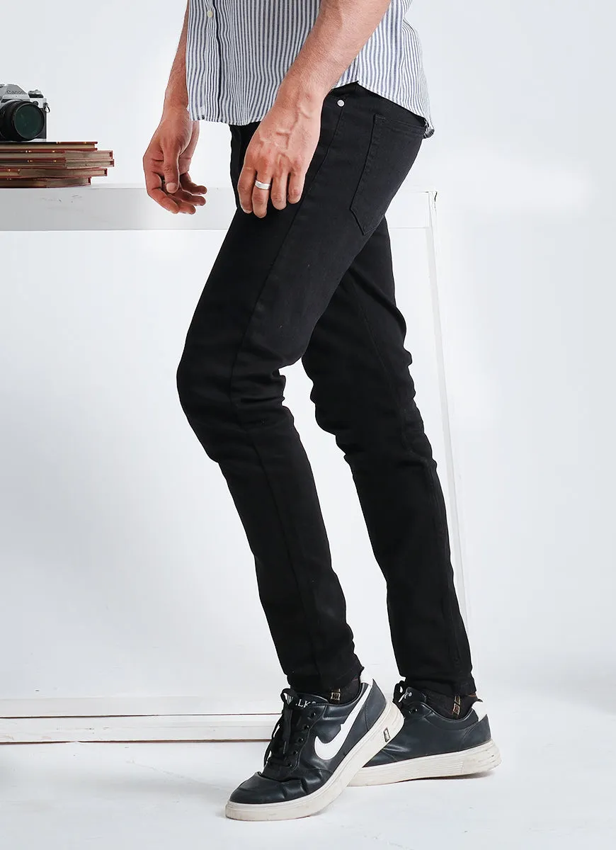 Plain Black Slim Fit Stretch Jeans"