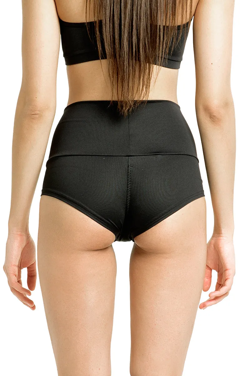 Poledancerka High-Low Brazil Shorts - Black