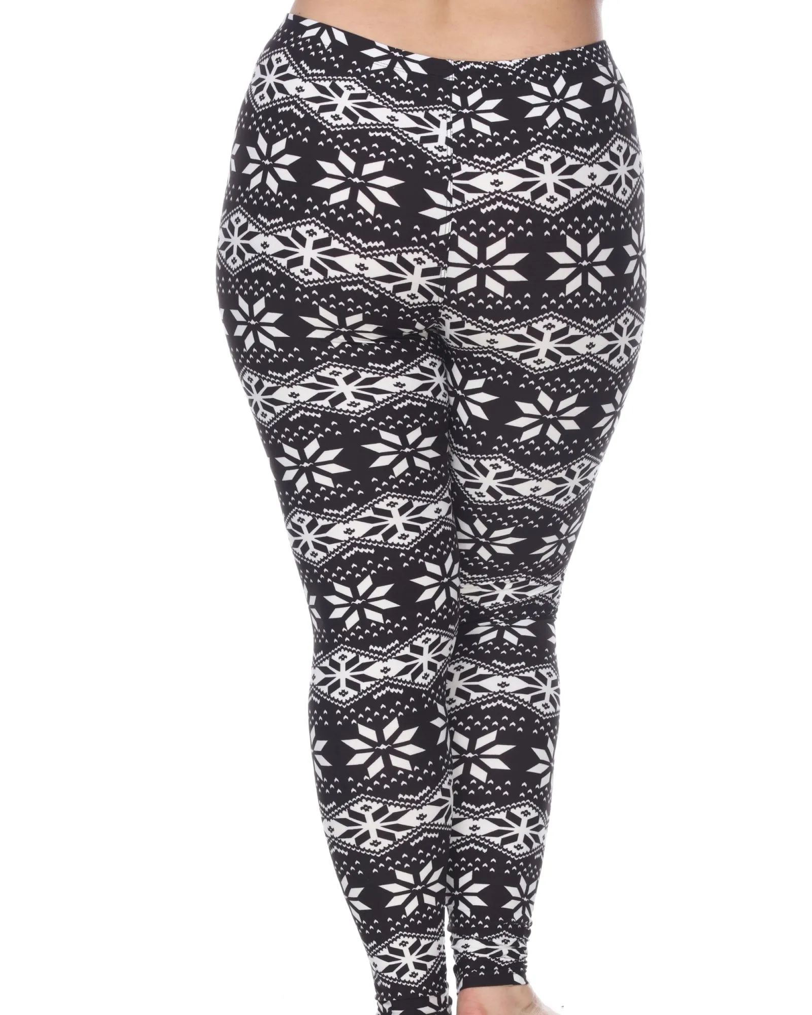 Printed Leggings | Black White Snowflake