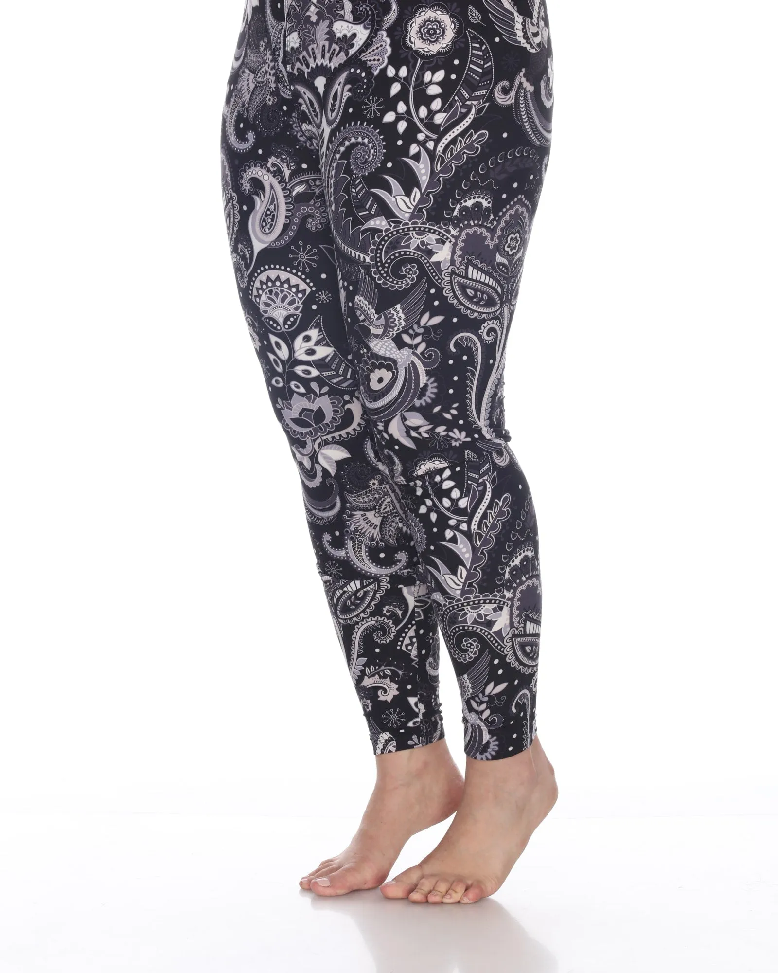 Printed Paisley Leggings | Black White Paisley