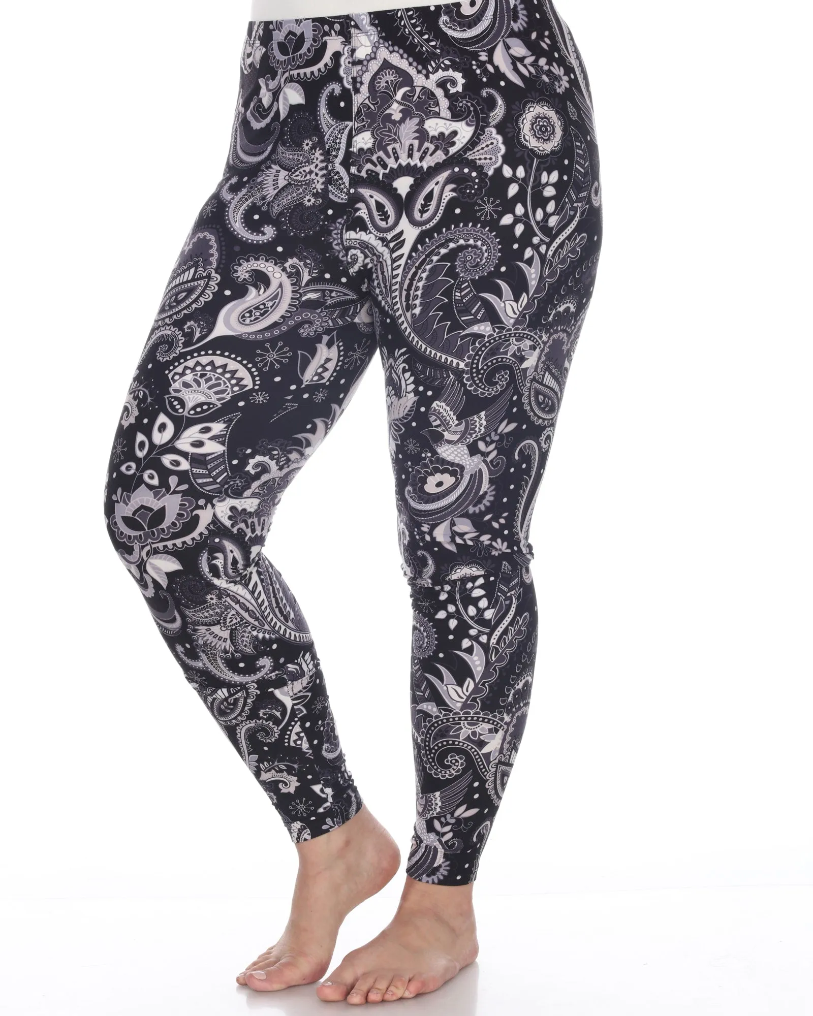 Printed Paisley Leggings | Black White Paisley